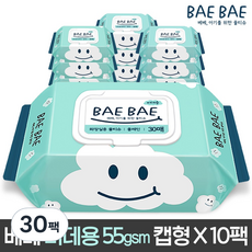 BAEBAE 베베 아기물티슈 물티슈 비데용 55gsm캡형, 30개, 30매, 55g