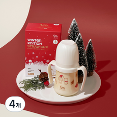 토비앤몰리 PPSU 윈터에디션 빨대컵, 화이트, 4개, 180ml