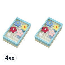 콩 더블플라워 콘택트렌즈 케이스 2p 세트, 블루, 4세트