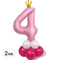 joyparty 皇冠數字氣球柱組 4, 粉紅色, 2套