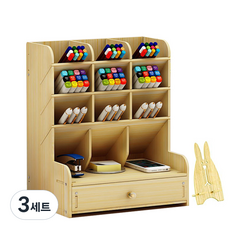 윈프라이스 DIY 멀티정리함, 3세트, 오크