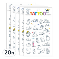 Petit 迷你紋身貼紙 TS013, 貓咪, 20個