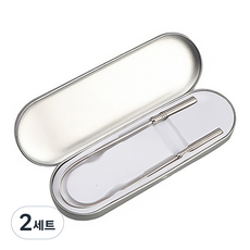 I Love Home不鏽鋼舌頭清潔刮舌板 銀色+保護套, 2套