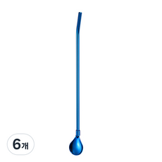 애콤 MEO 레인보우 스테인레스 빨대겸용 티스푼, 1개입, 6개