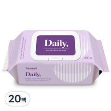 탐사 데일리 엠보싱 물티슈 캡형 피부 저자극 인증, 20팩, 100매, 50g