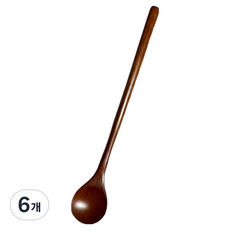 장미목 옻칠 원형 머들러 스틱 롱티스푼, 6개