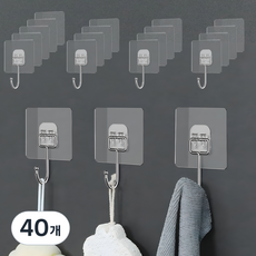 comet 免打孔黏貼式掛鉤架, 40個, 透明色