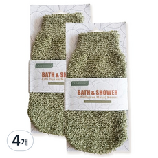 每日繽紛去角質護理沐浴手套, 綠色, 4個, 1入