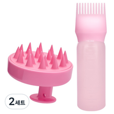 Alwaily 頭皮按摩洗髮梳 + 自助染髮梳組合 26TSP4119, 2套, 粉紅色