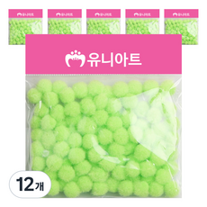유니아트 1000 퐁퐁 12mm, 연두, 12개