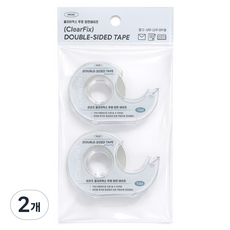 리코즈 클리어픽스 양면 테이프 디스펜서 12mm x 15m 2p, 투명, 2개