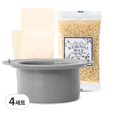 MOEND 專用矽膠容器+蜂蜜美體硬蠟豆 200g+木質抹刀 S號 5支+L號 30支, 4組