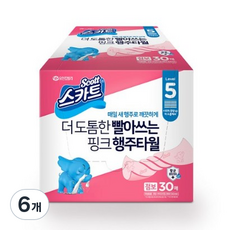 스카트 더 도톰한 핑크 행주타월 점보, 30매, 6개