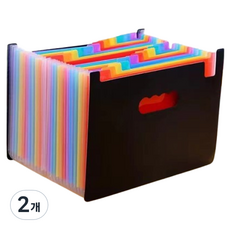 홈셀 24칸 대용량 서류 정리 아코디언 파일 33 x 39 cm, 무지개블랙, 2개