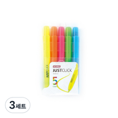 MORRIS JUST CLICK 按壓式螢光筆 M2 5色組, Yellow, Orange, Pink, Yellow Green, Sky blue, 3套