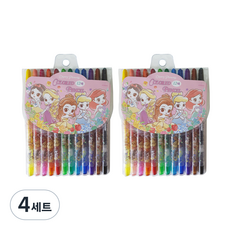 디즈니 여아용 프린세스 색연필 2p, 12색, 4세트