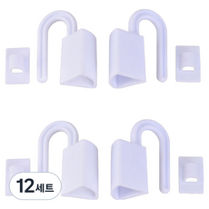 뿌푸 손낌예방 문닫힘방지대, 하얀 자물쇠형, 12세트