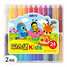 아모스 파스넷 키즈 크레파스, 24색, 2개