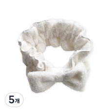 생활살림 보들 리본 포인트 세안 헤어밴드, 화이트, 5개