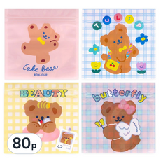 indi.k Bonjour 小熊夾鏈袋, 混合色, 80個