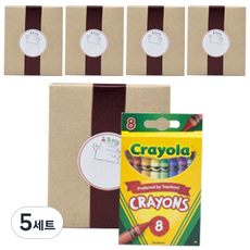 크레욜라 어린이집 생일답례품 크레용 + 선물포장 + 라벨스티커 5p, 8색, 5세트