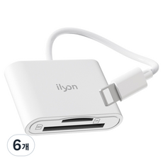 일리온 8핀 OTG 2in1 멀티 카드리더기 TF Micro SD카드 케이블, 화이트, 6개