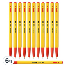 모나미 153 볼펜 1.0mm 12EA-DZ, 적색, 6개