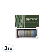 TUCO.B 摩登基本款紙膠帶 12色套組 7.5mm x 3m, 綠色版, 3套