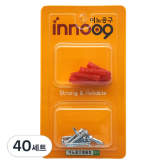 Innotime 白色圓頭自攻螺絲塑膠壁虎(紅色)套組 25mm 20入 NIT202, 40套