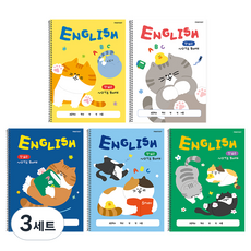 핑크풋 포근한 칸 넓은 영어노트 5종 세트, 혼합색상, 3세트