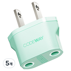 코드웨이 돼지코 220V 변환 110V 플러그, 40mm, 민트, 5개