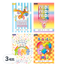 lucalab Care Bears 國小生用閱讀筆記本 4入組, 3套, 條紋 + 漸層 + 彩繪 + 棋盤格