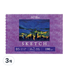 DOOSUNG PAPER Art Prince 素描線圈素描本 190g S04, 3個, 25張, B5