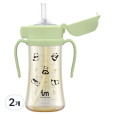토비앤몰리 PPSU 포포 원터치락 빨대컵, 280ml, 2개, 그린