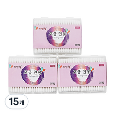 리빙웰 나무사각면봉, 200개입, 15개