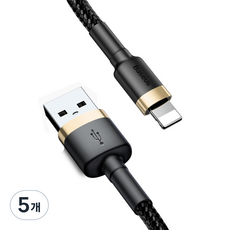 베이스어스 카풀 USB-8핀 아이폰 라이트닝 고속충전 케이블, 1m, 골드블랙, 5개