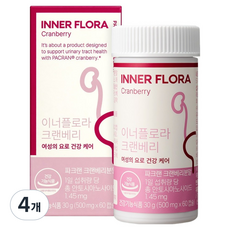 유한건강생활 뉴오리진 이너플로라 요로건강 크랜베리 30g, 60정, 4개