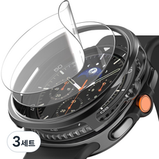 누아트 갤럭시워치 호환 커버 케이스 + 액정보호필름 2p 세트, 블랙, 3세트