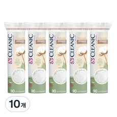 클레아닉 유기농 순면 화장솜 원형, 10개, 90개입