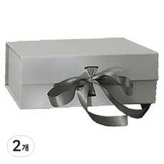 B Home Baking 蝴蝶結禮品折疊磁吸盒 小, 2個, 淺灰色(盒), 隨機出貨(緞帶)
