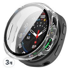 루아러블 갤럭시워치 액정 보호 강화유리 풀커버 케이스, 투명, 3개