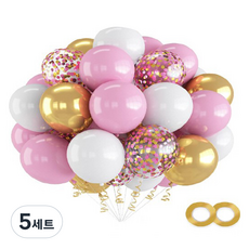 曼德哈比五彩紙屑氣球組, 粉金色, 5套