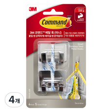 3M Command 無痕 3M 金屬迷你掛鉤 4入, 銀色, 4個