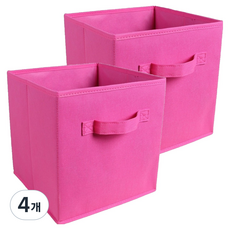 푸르른 접이식 부직포 수납박스, 다크핑크, 4개