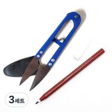 동대문단추왕 칼라 쪽가위 + 차코 수성펜 세트, 랜덤발송(쪽가위), 브라운(수성펜), 3세트