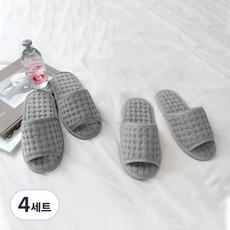 WOOREEDECO 水洗棉質室內拖鞋, 灰色, 4組