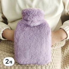 FUTURO LAB 溫暖布套pvc保溫熱水袋 紫色 1000ml, 2個