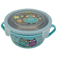 PoPoKiKi 不鏽鋼雙耳隔熱碗 附蓋子 PK655, 1個, 顏色隨機