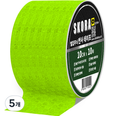SKORA 夜光警示膠帶, 5捲, 綠色螢光