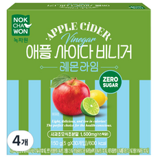 NOKCHAWON 綠茶園 零糖蘋果醋 檸檬萊姆味, 4個, 150g